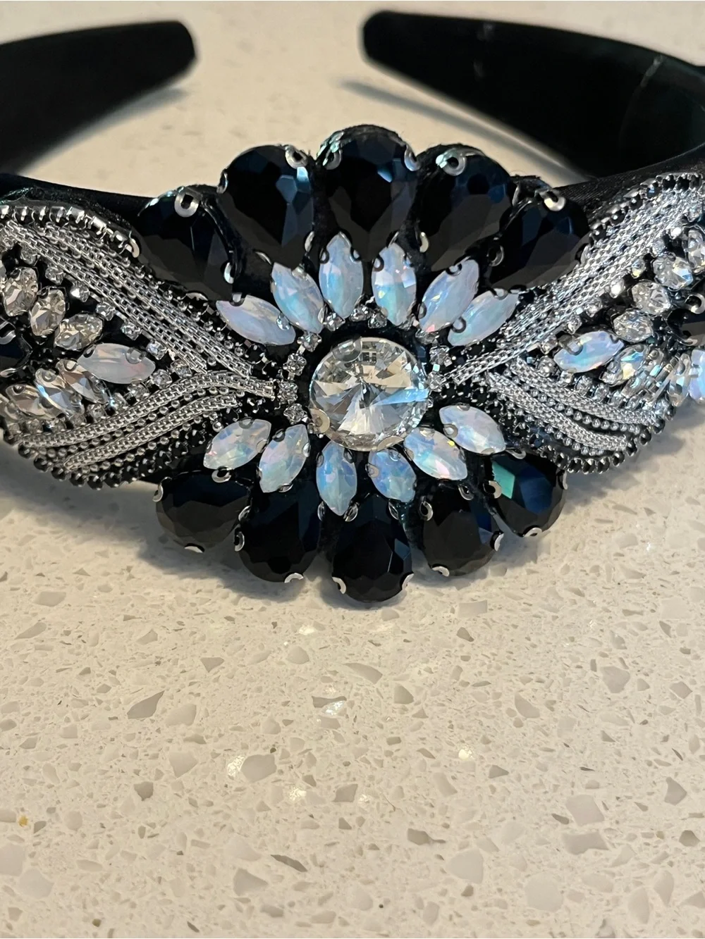 Embellished black‎ and silver Crystal Headband